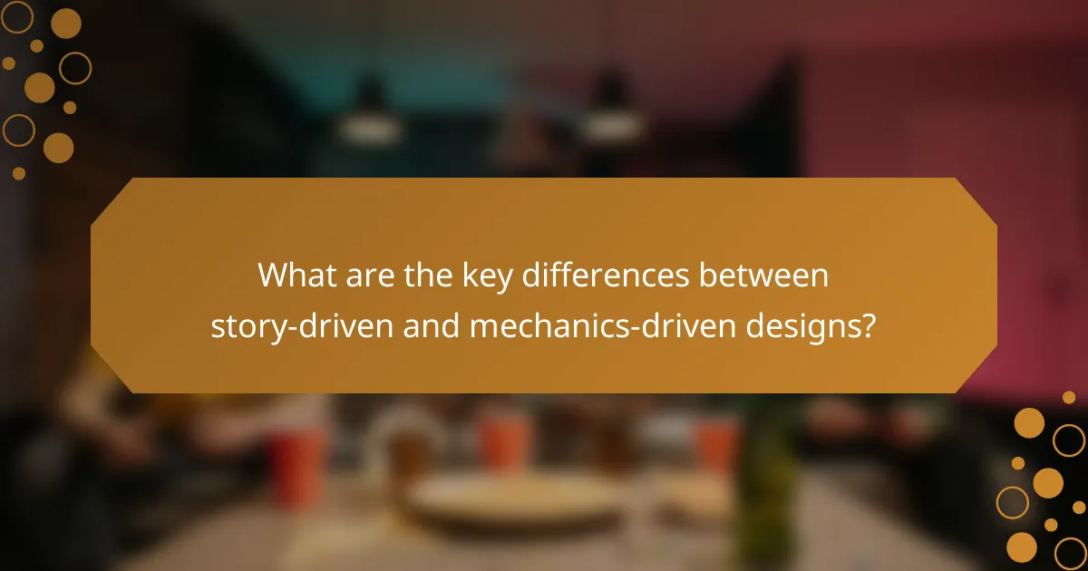 What are the key differences between story-driven and mechanics-driven designs?
